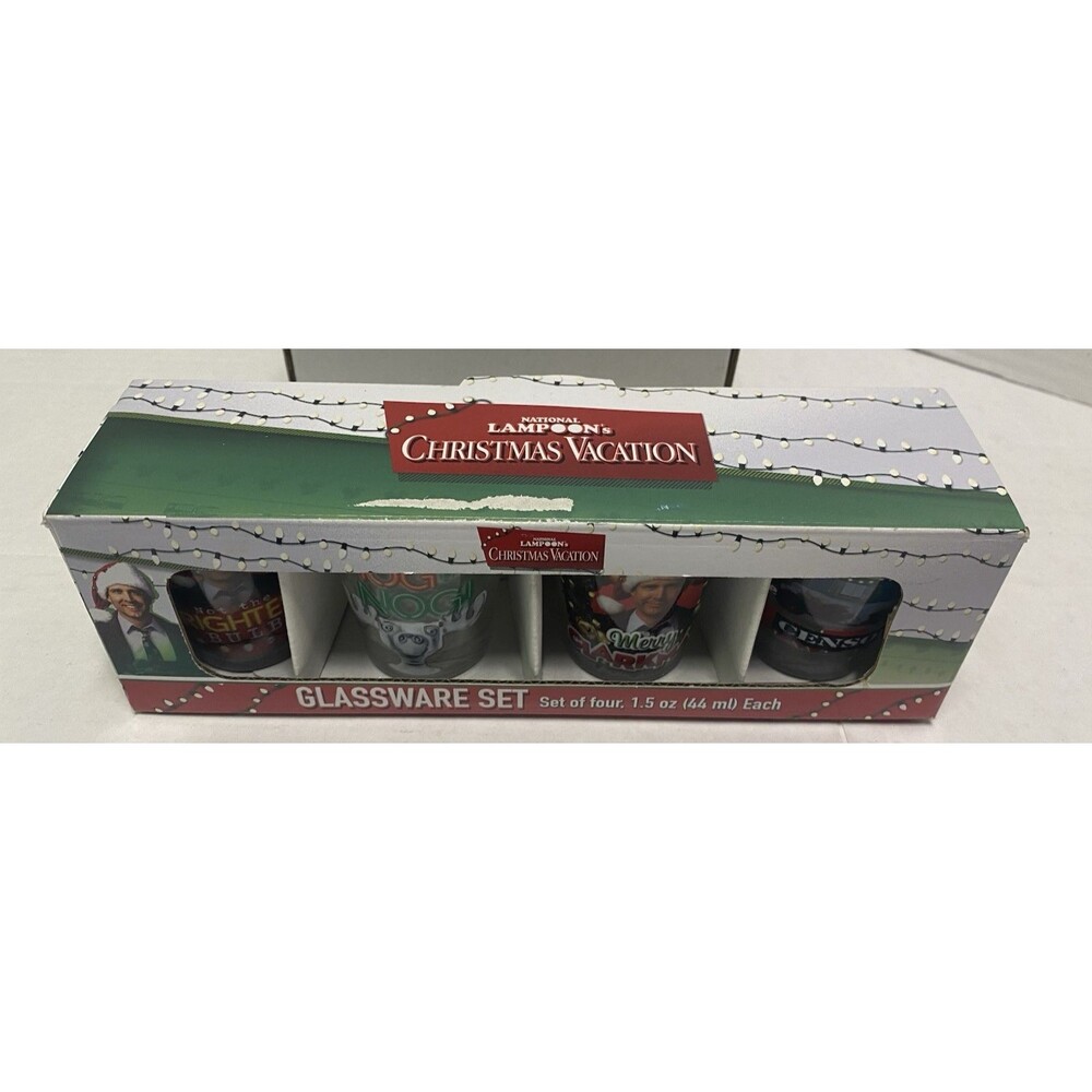 National Lampoon’s Christmas Vacation Set of 4 Shot Glasses Griswold MIB